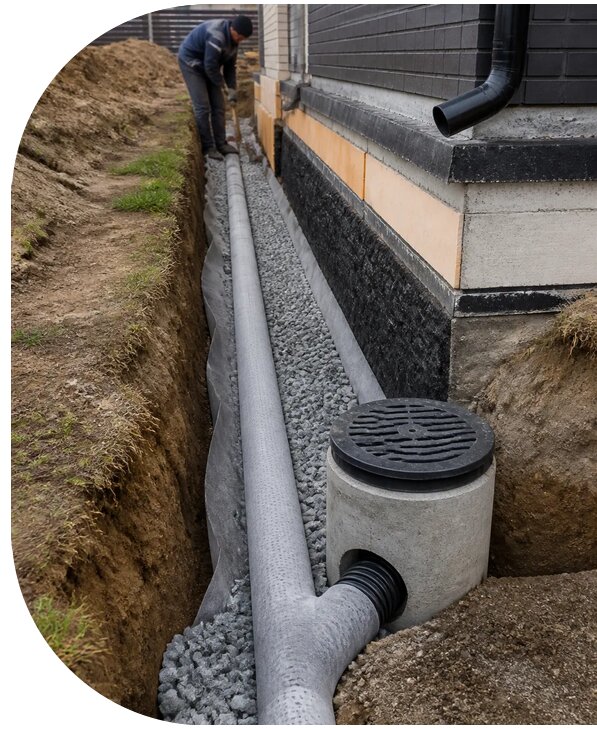 Монтаж дренажной системы вокруг дома в Кирове от 1554 р. | АПаруса-Кри